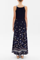 Navy Blue Crystal gems sleeveless maxi dress 92849