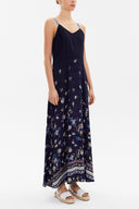Navy Blue Crystal gems sleeveless maxi dress 92849