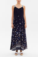 Navy Blue Crystal gems sleeveless maxi dress 92849