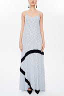 Blue Printed spaghetti straps maxi dress 92851