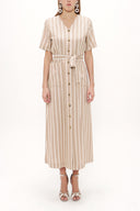 Beige Short sleeve midi dress 92852