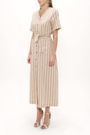 Beige Short sleeve midi dress 92852