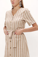 Beige Short sleeve midi dress 92852