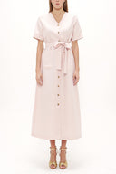 Salmon Short sleeve midi dress 92852