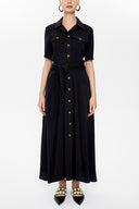 Black Short sleeve maxi  dress 92867