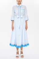 Blue Pocket and elastic midi  dress 92885