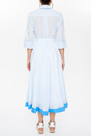 Blue Pocket and elastic midi  dress 92885