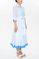 Blue Pocket and elastic midi  dress 92885