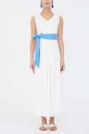 White Front Pleated midi dress 92888