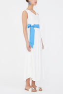 White Front Pleated midi dress 92888
