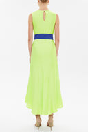 Yellow Front Pleated midi dress 92888