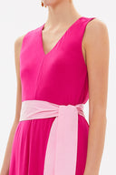 Fuchsia Front Pleated midi dress 92888