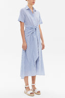 Navy Blue Lace-up short sleeve midi dress 92927