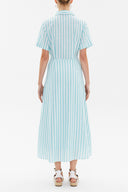 Green Lace-up short sleeve midi dress 92927