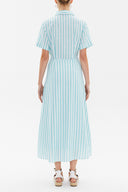 Green Lace-up short sleeve midi dress 92927