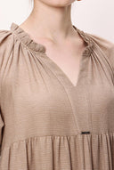 Light Beige Pleated long dress 92951