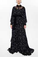 Black Ruffeled and lace maxi dress 92963