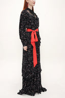 Black Ruffeled and lace maxi dress 92963