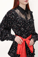 Black Ruffeled and lace maxi dress 92963