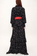 Black Ruffeled and lace maxi dress 92963