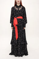 Black Ruffeled and lace maxi dress 92963