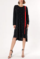 Red bat sleeve midi dress 92969