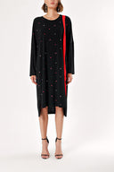 Red bat sleeve midi dress 92969