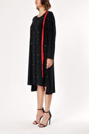 Red bat sleeve midi dress 92969