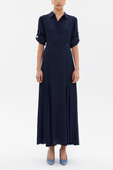 Navy Blue Elastic maxi dress 92975