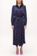 Navy Blue Balloon sleeve midi dress 92985