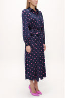 Navy Blue Balloon sleeve midi dress 92985