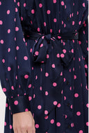 Navy Blue Balloon sleeve midi dress 92985