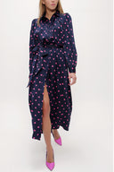 Navy Blue Balloon sleeve midi dress 92985