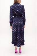 Navy Blue Balloon sleeve midi dress 92985