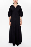 Black Balloon sleeve V-neck maxi dress 92993