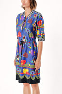 Patterned Front Zipper Midi Dress 92994