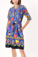 Patterned Front Zipper Midi Dress 92994