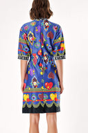 Patterned Front Zipper Midi Dress 92994