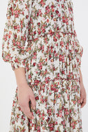 Burgundy Balloon sleeve gathered maxi dress 93007
