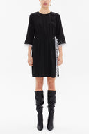 Black Feathered and slit mini dress 93008