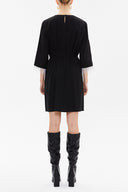 Black Feathered and slit mini dress 93008