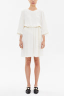 Ecru Feathered and slit mini dress 93008