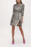 Pars Feathered and slit mini dress 93008