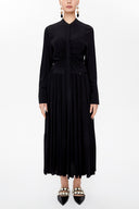 Black Front pleated midi dress 93010