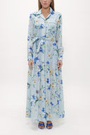 Blue Gathering detail maxi dress 93018