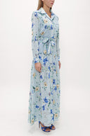 Blue Gathering detail maxi dress 93018