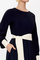 Black Contrast colour combined maxi dress 93025