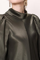 Khaki Pleated long dress 93026