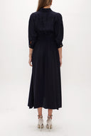 Navy Blue Short sleeve pocket midi dress 93028