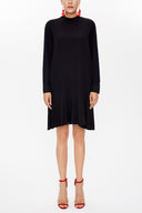 Black High collar mini dress 93035